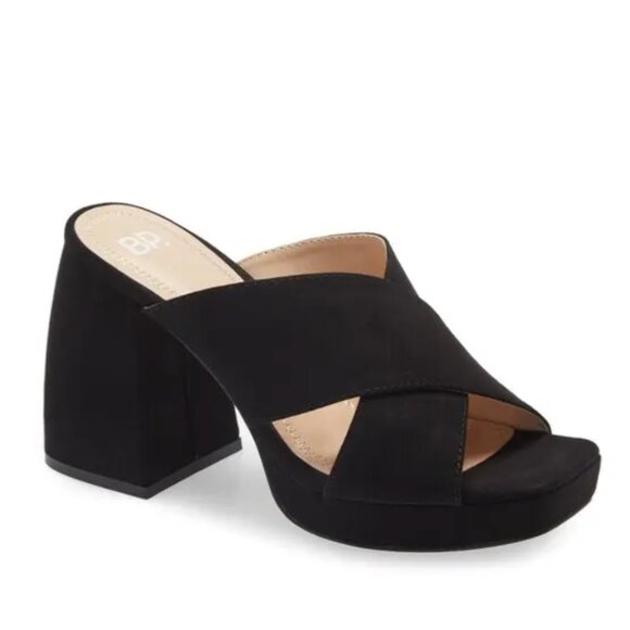 bp Shoes - Nordstrom BP Dalton Sandal Womens Black Block Cross Strap Open Toe Heel Size 8.5